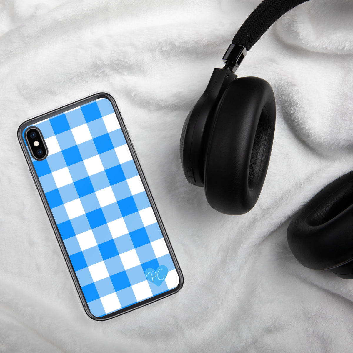 Sunday Afternoon Vintage Blue Gingham Print  iPhone Case
