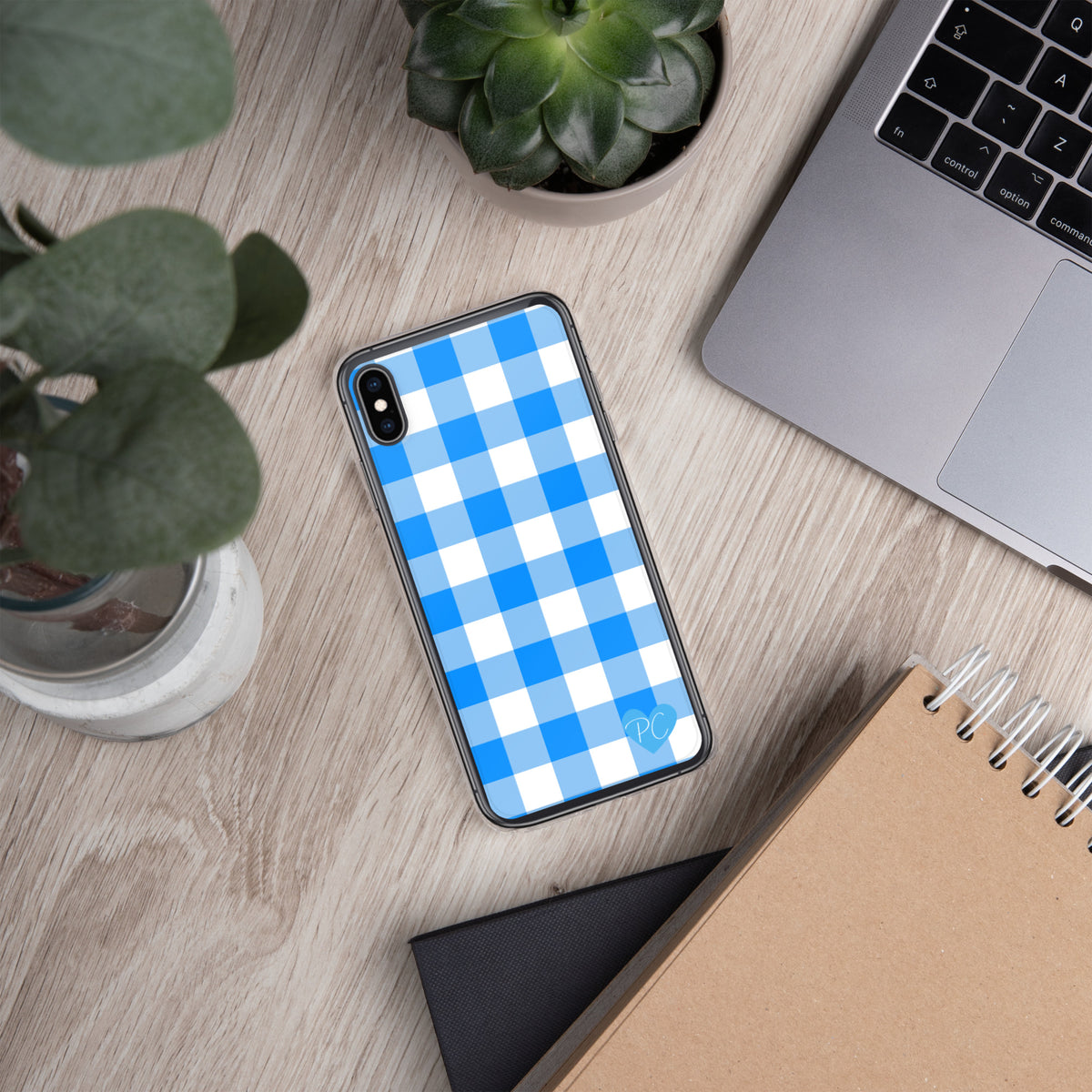 Sunday Afternoon Vintage Blue Gingham Print  iPhone Case