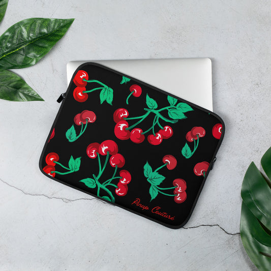 Lindy Cherry Girl Black Laptop Sleeve | Pinup Couture Relaxed