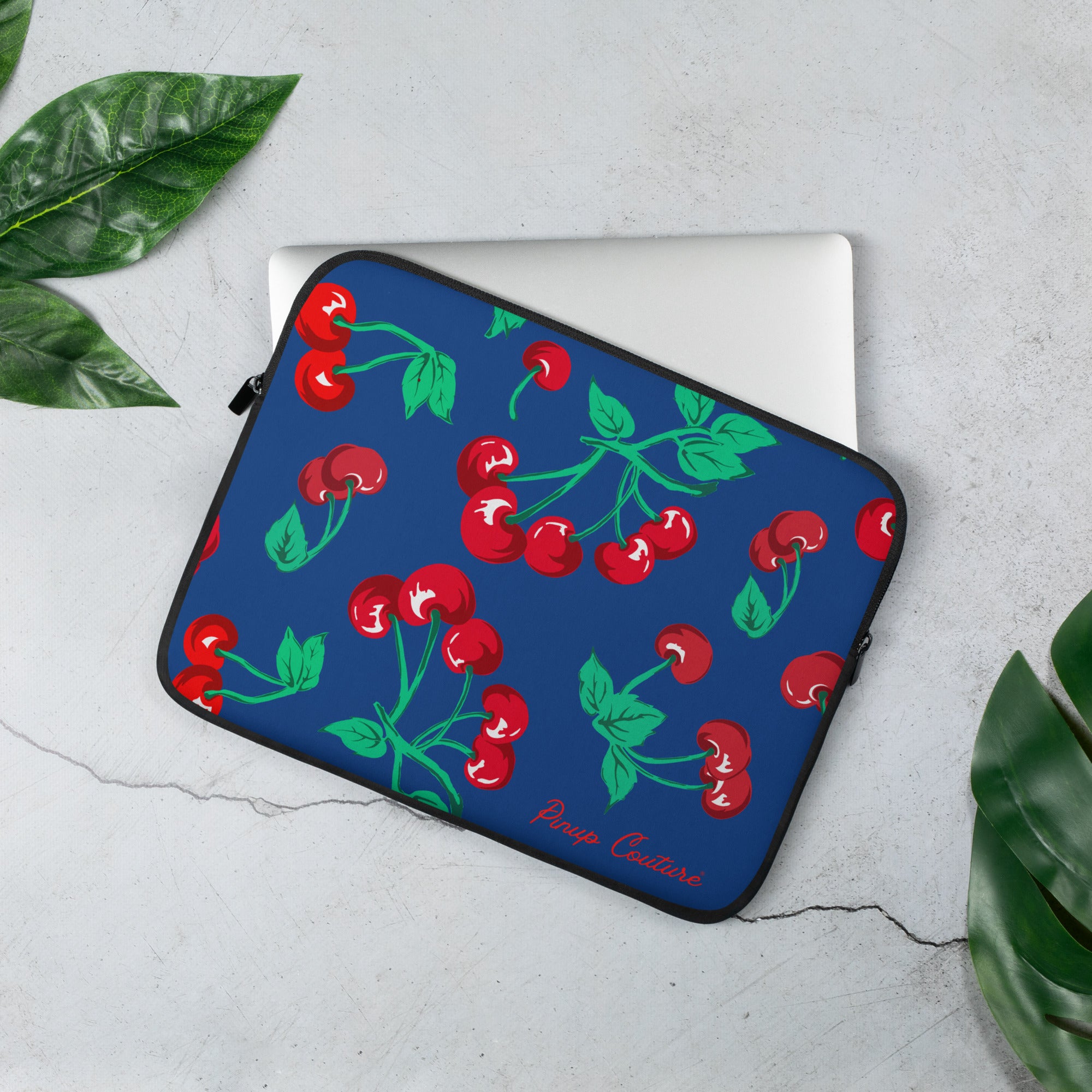 Lindy Cherry Girl Dark Blue Laptop Computer Sleeve Case
