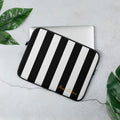 Lindy Mark Stripe Print Black & White Laptop Sleeve