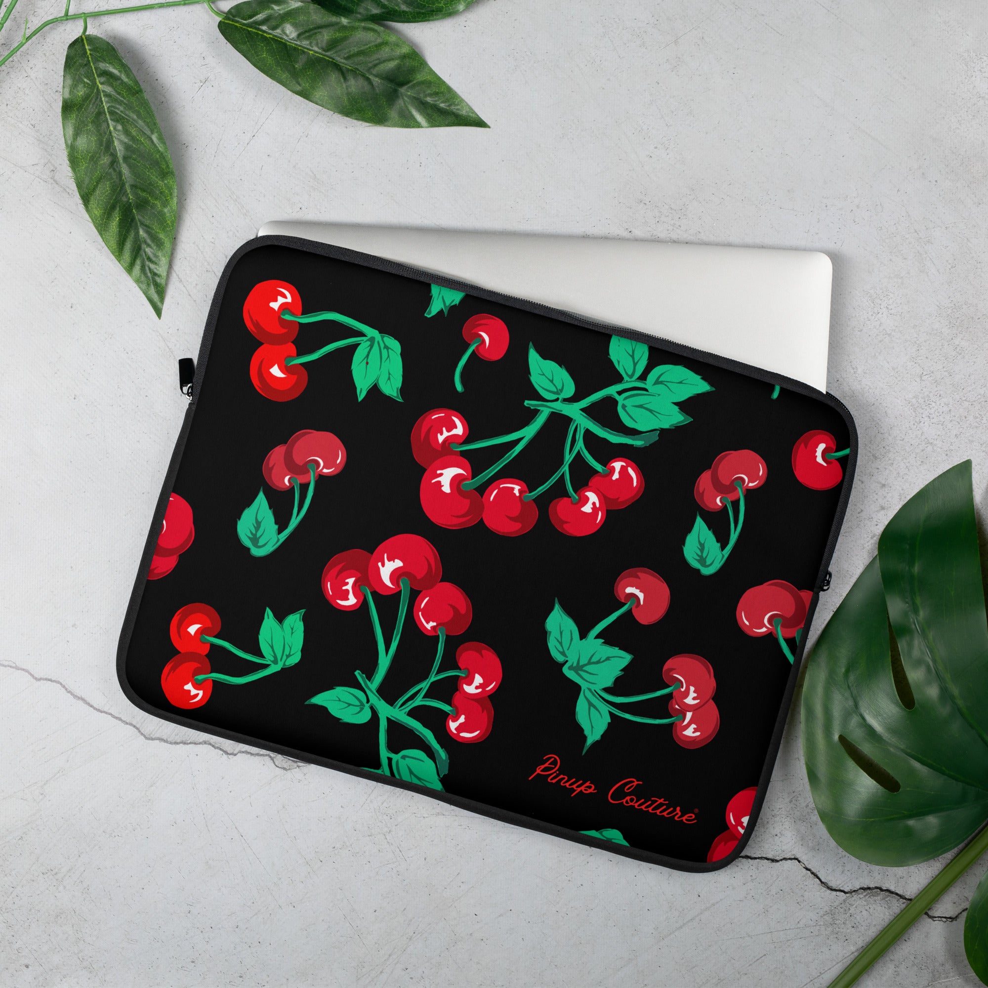 Lindy Cherry Girl Black Laptop Sleeve