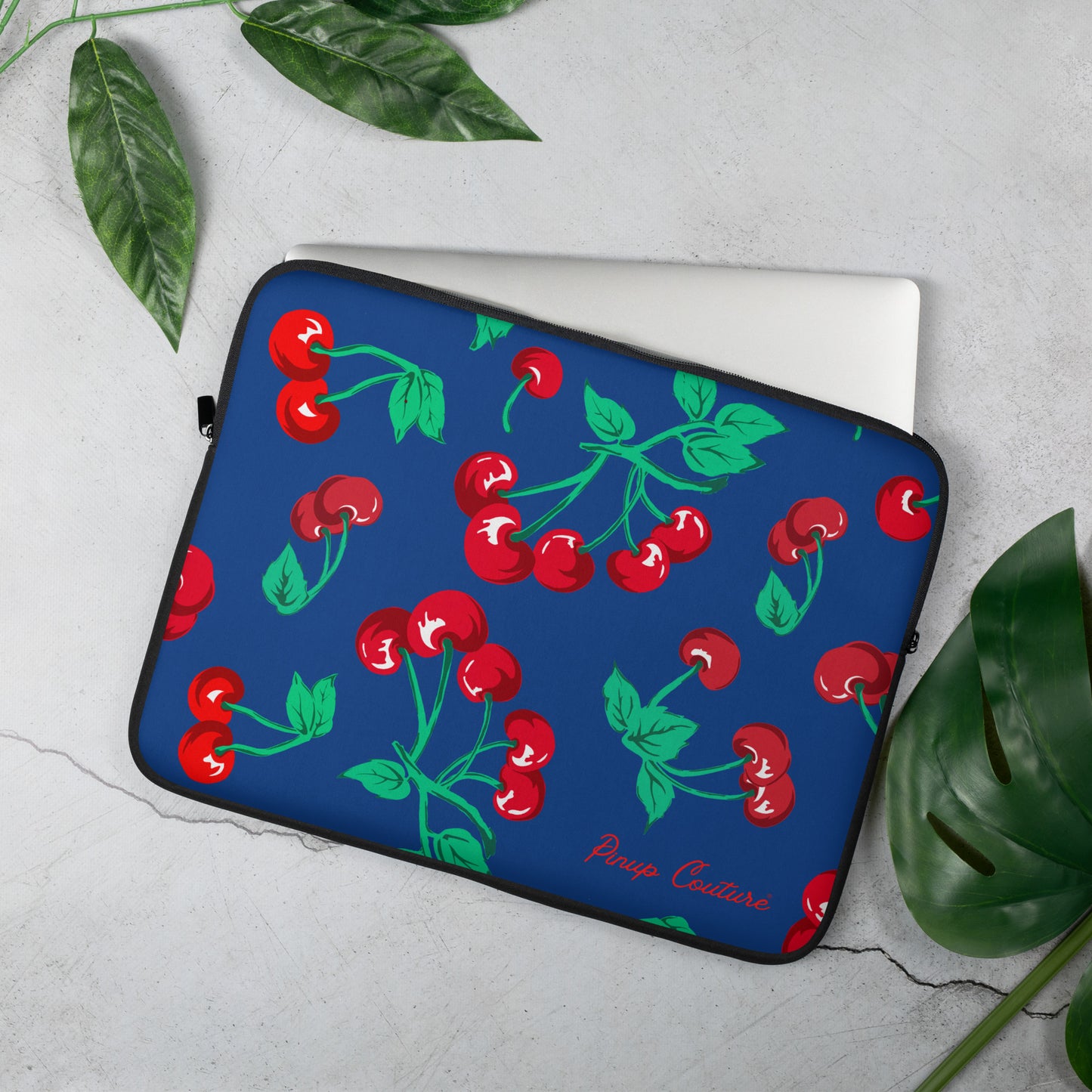 Lindy Cherry Girl Dark Blue Laptop Computer Sleeve Case | Pinup Couture Relaxed