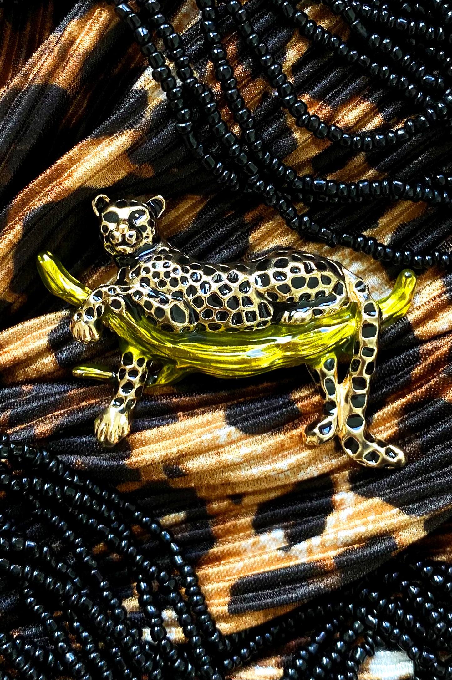 Final Sale - Vintage Inspired Black & Gold Leopard Brooch