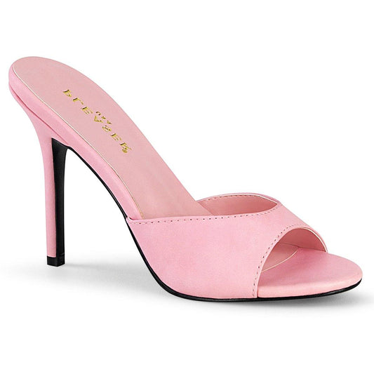 The Hot Girl Peep Toe Mule in Pink Faux Leather - pinupgirlclothing.com
