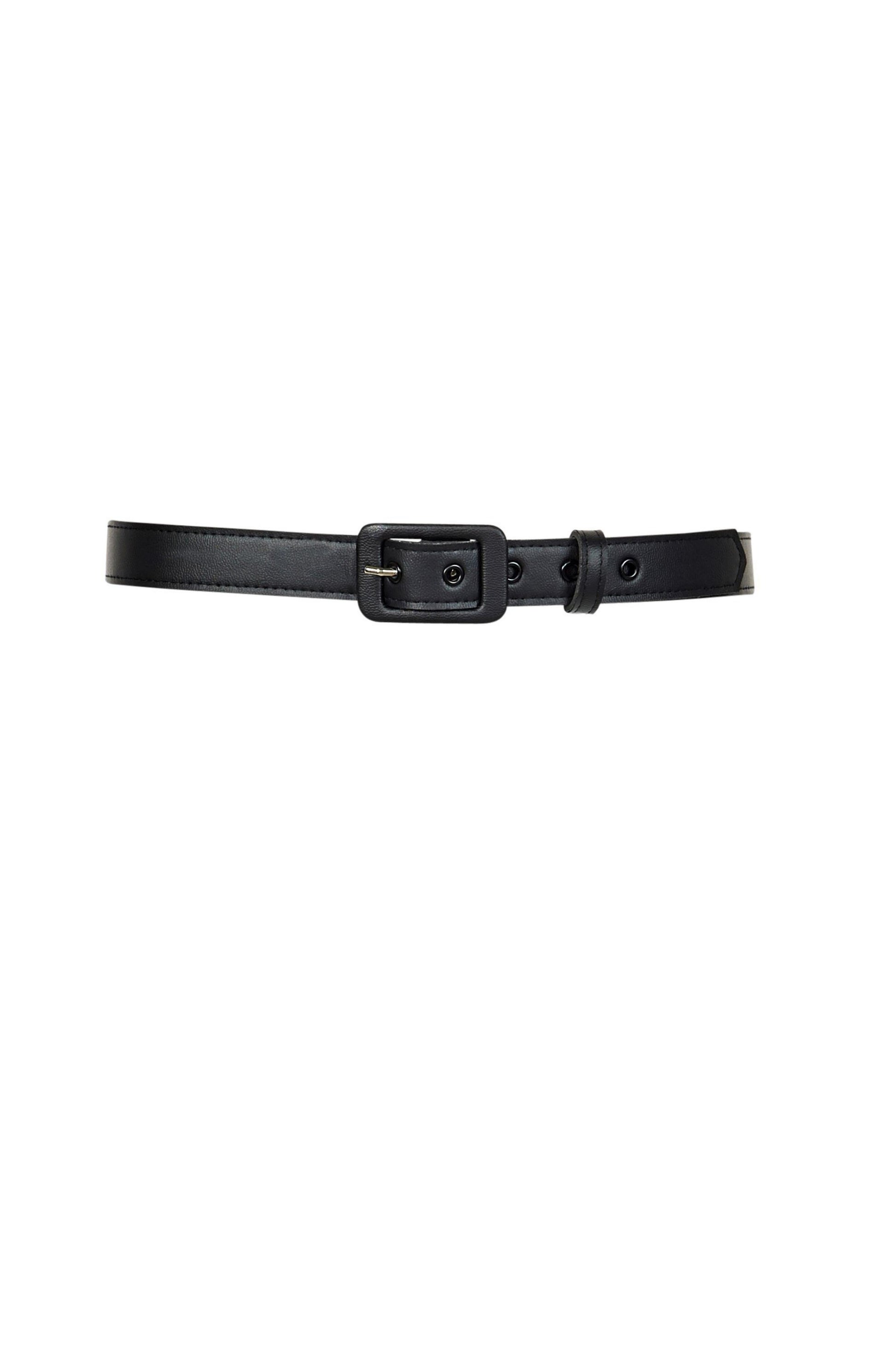 1 Inch Grommet Belt in Black Faux Leather