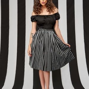 Final Sale - Bella Skirt in Victorian Stripe Print | Pinup Couture