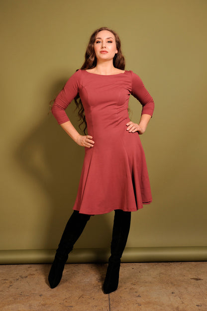 Original Design Sabrina Swing Dress in Marsala | Laura Byrnes Design