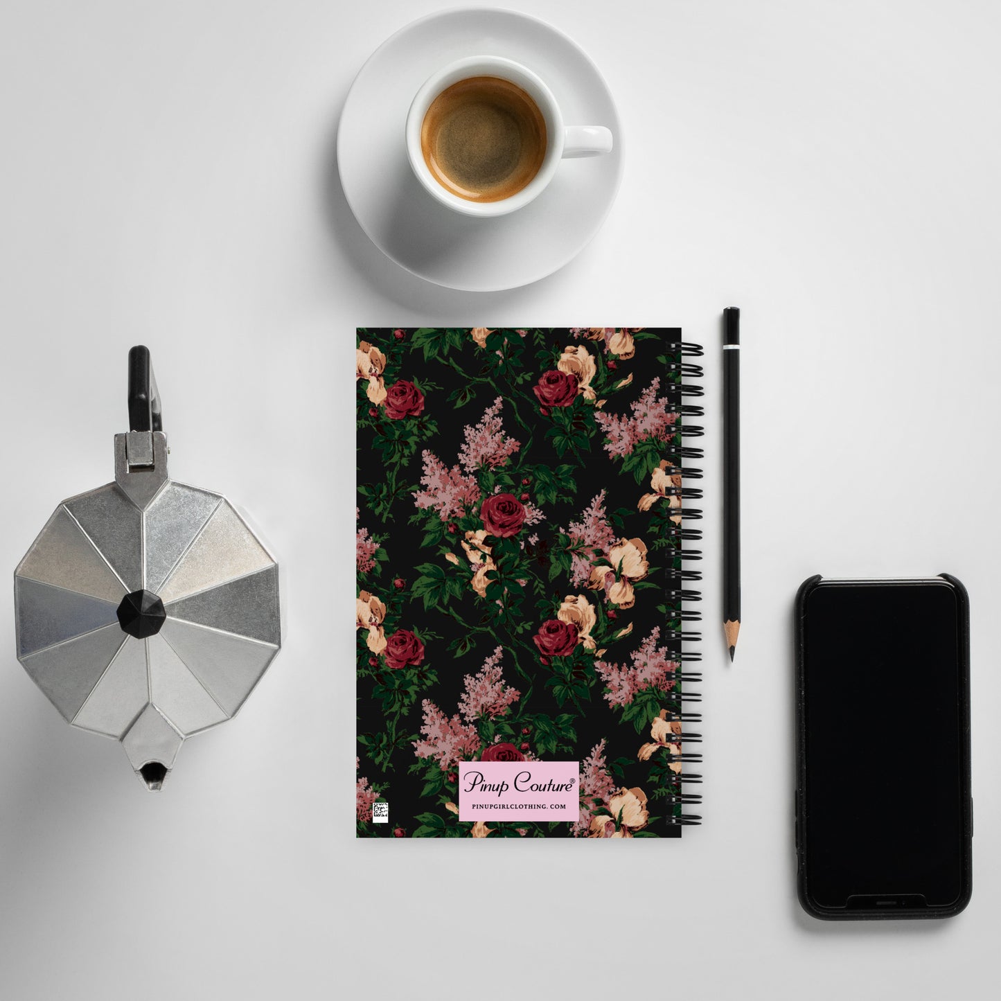 Wondering Rose Dark Bella Roses Print 8"x5" Spiral Notebook | Pinup Couture Relaxed