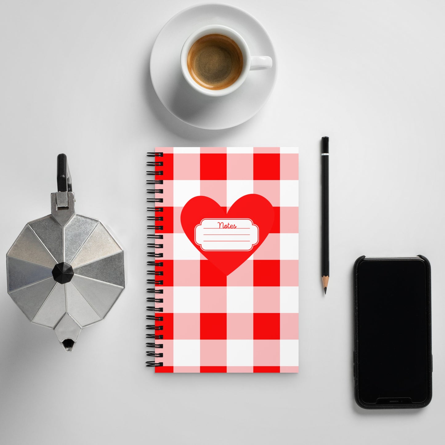 She's Write All The Time Red Gingham Heart 8" x 5" Spiral Notebook | Pinup Couture