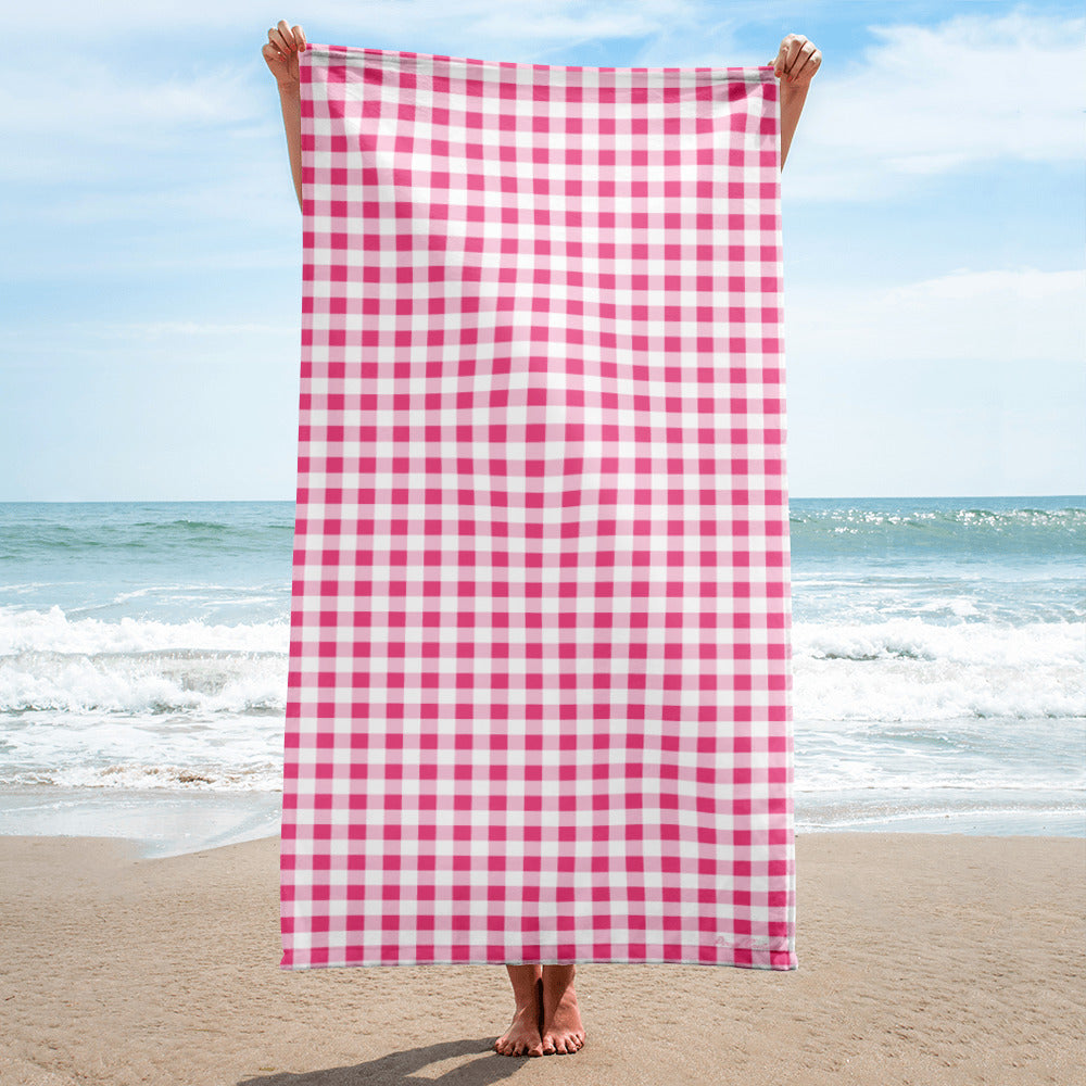 Arden Everything Nice Pink Gingham Beach & Bath Towel | Pinup Couture Home