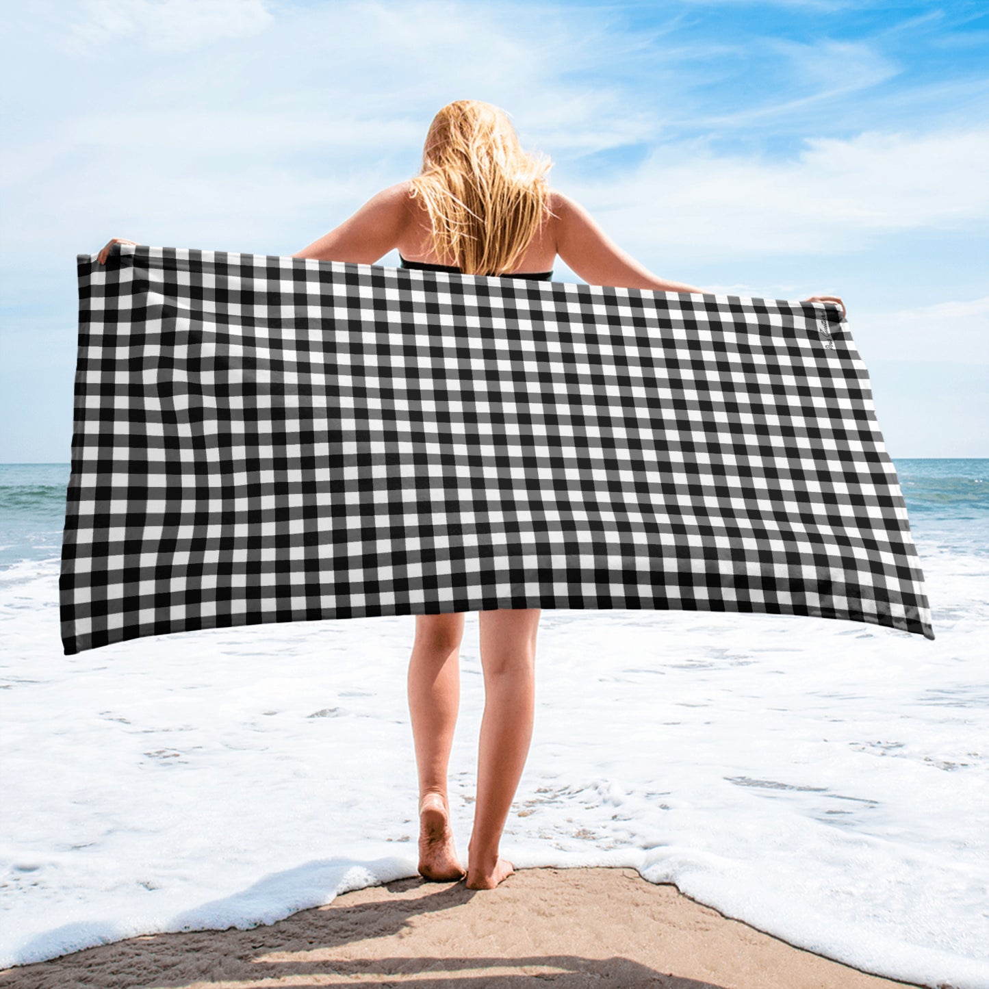 Arden Badass Black Gingham Beach & Bath Towel | Pinup Couture Home