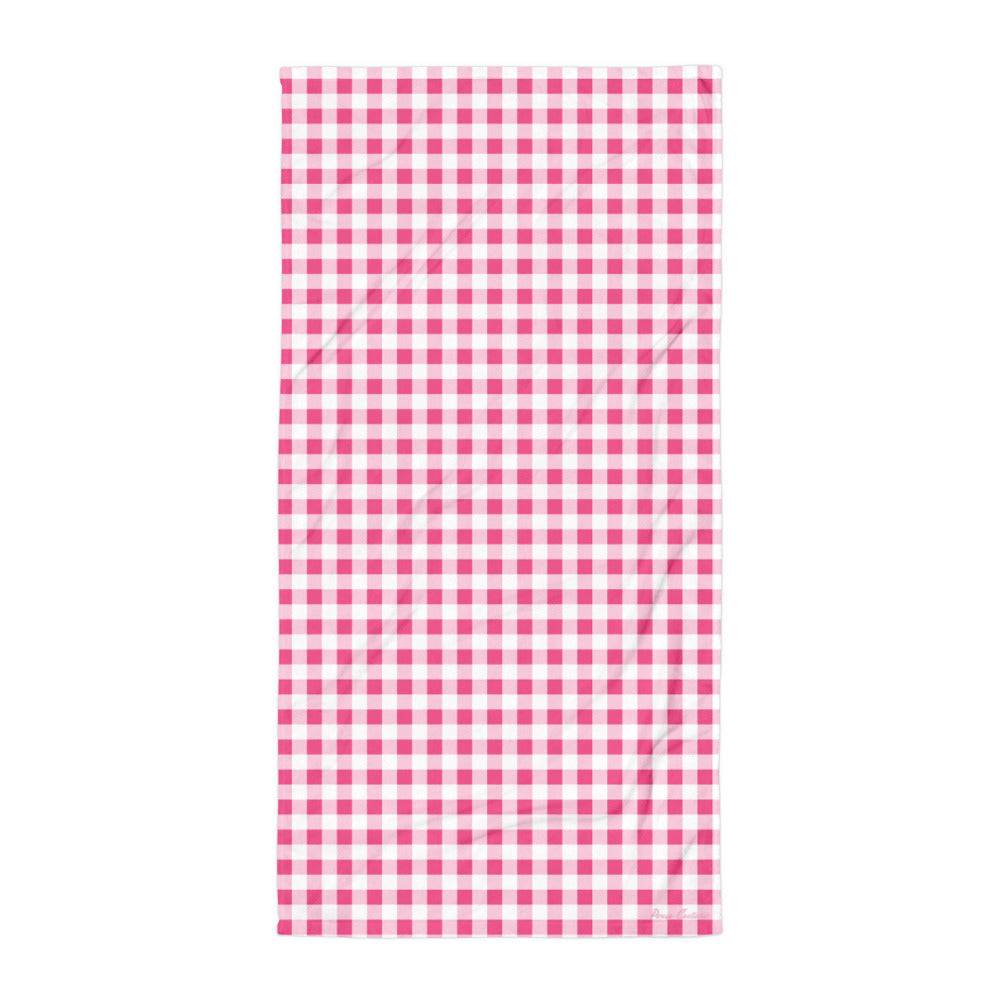 Arden Everything Nice Pink Gingham Beach & Bath Towel