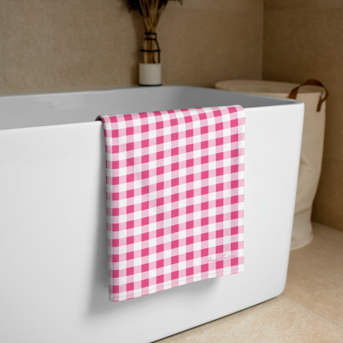 Arden Everything Nice Pink Gingham Beach & Bath Towel