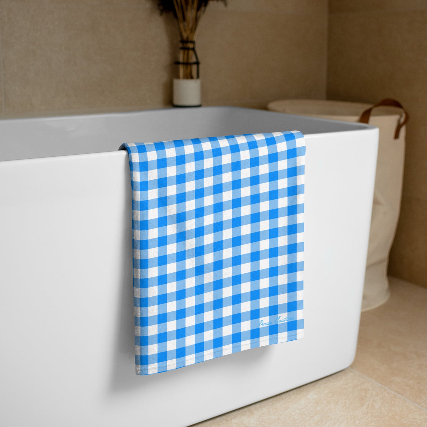 Arden Beyond Blue Gingham Beach & Bath Towel | Pinup Couture Home