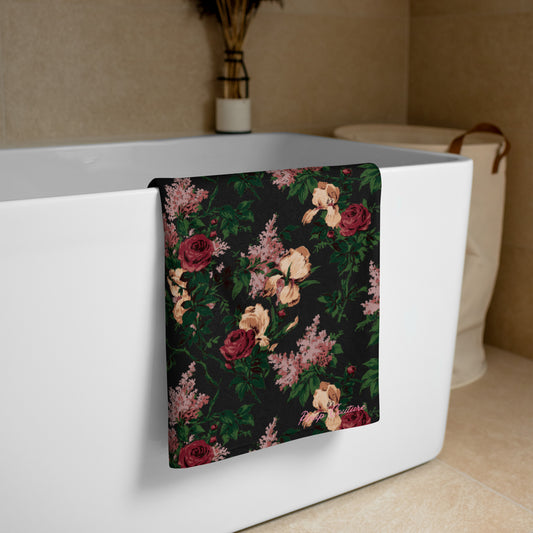 Arden Dark Bella Roses Beach & Bath Towel | Pinup Couture Home