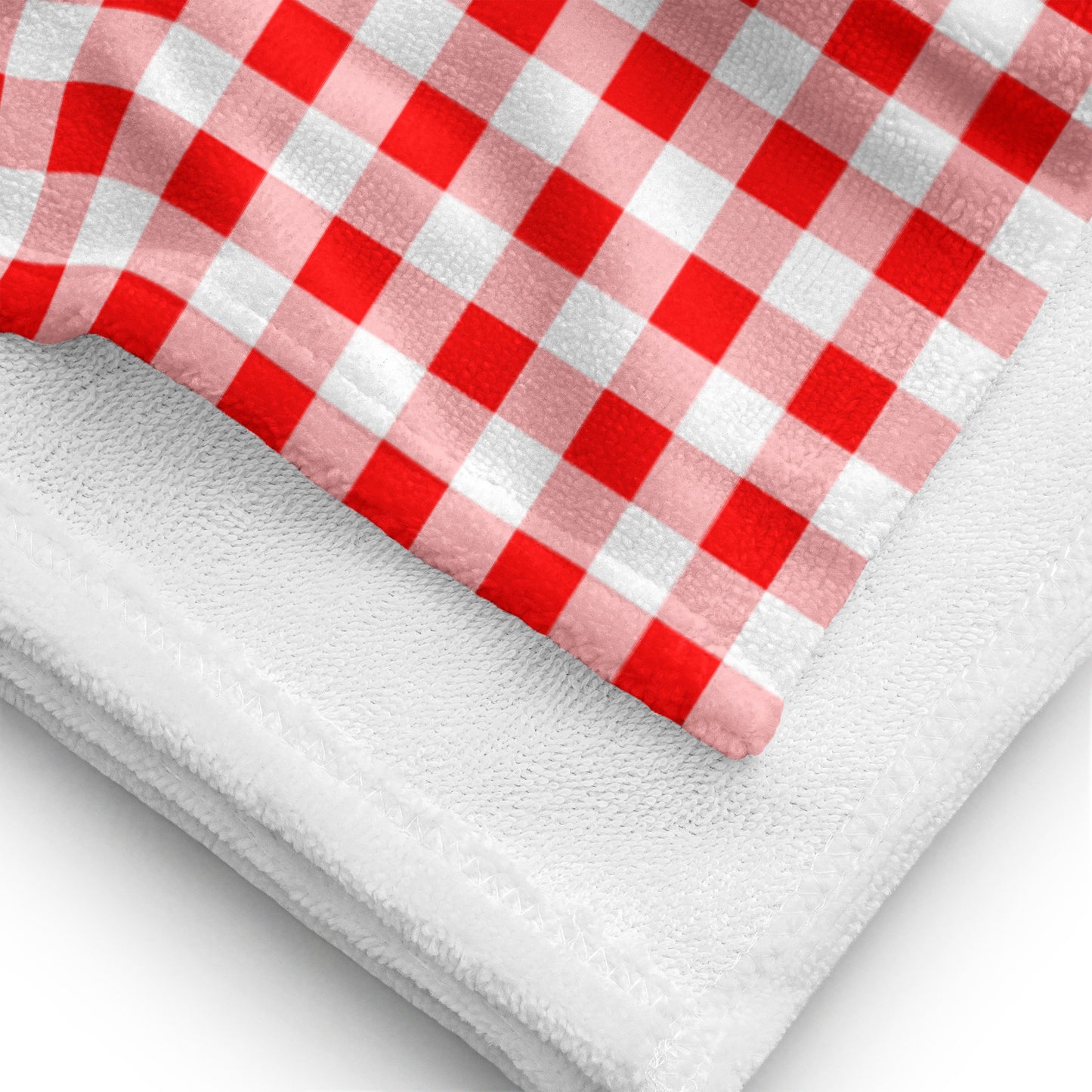 Arden Ruby Red Gingham Beach & Bath Towel | Pinup Couture Home