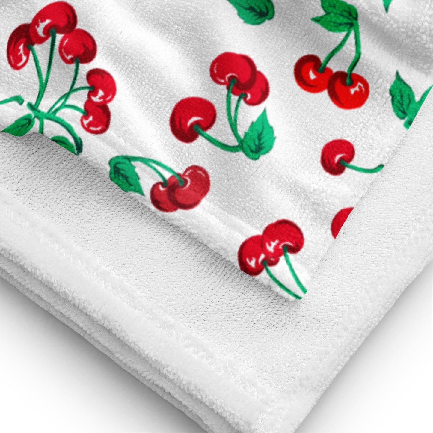 Arden White Chocolate Cherry Girl Beach & Bath Towel | Pinup Couture Home