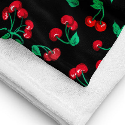 Arden Black Coffee Cherry Girl Beach & Bath Towel | Pinup Couture Home