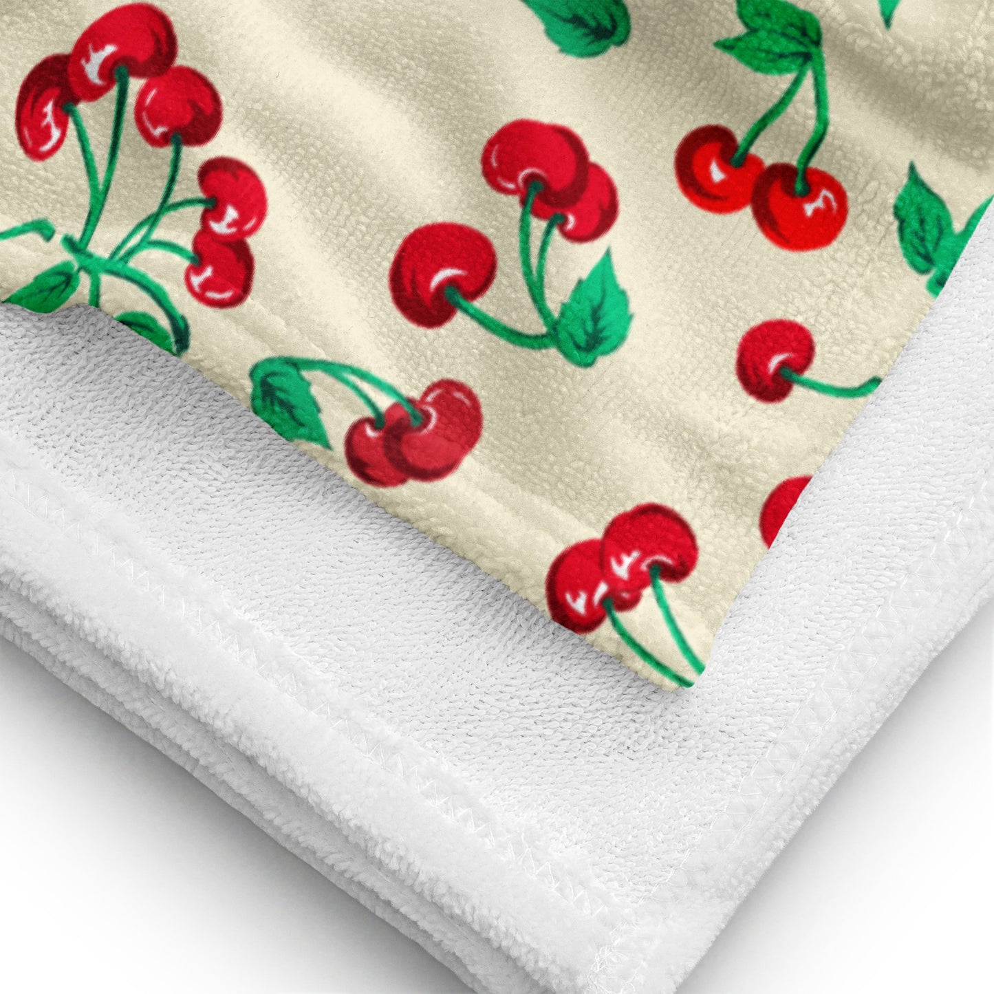 Arden Antique Ivory Cherry Girl Beach & Bath Towel | Pinup Couture Home