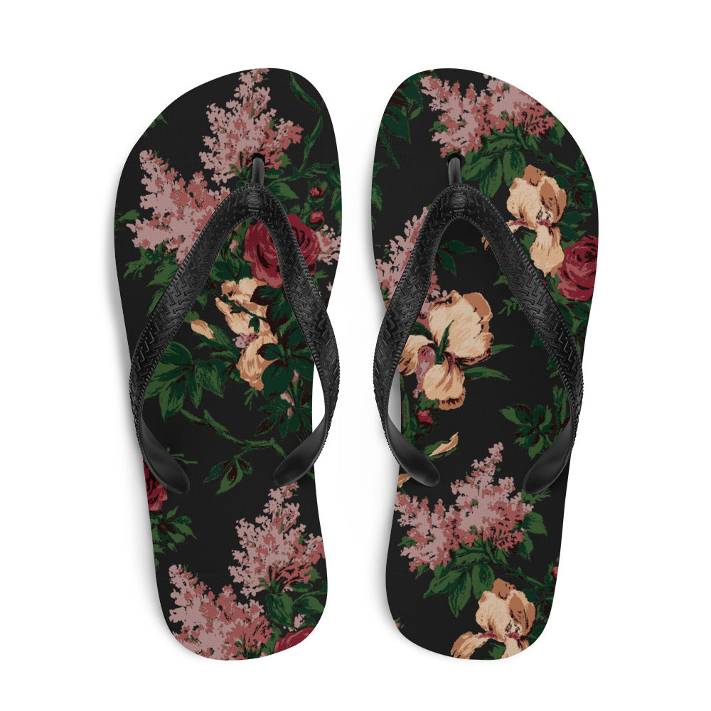 Amie Thong Flip-Flop Beach Sandals in Dark Bella Roses