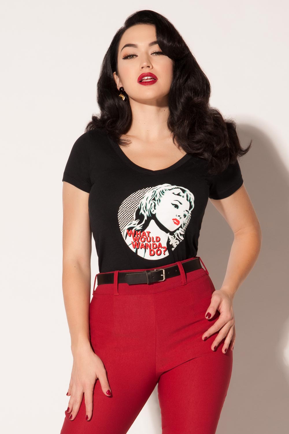 Women's What Would Wanda Do? T-Shirt in Black by Traci Lords