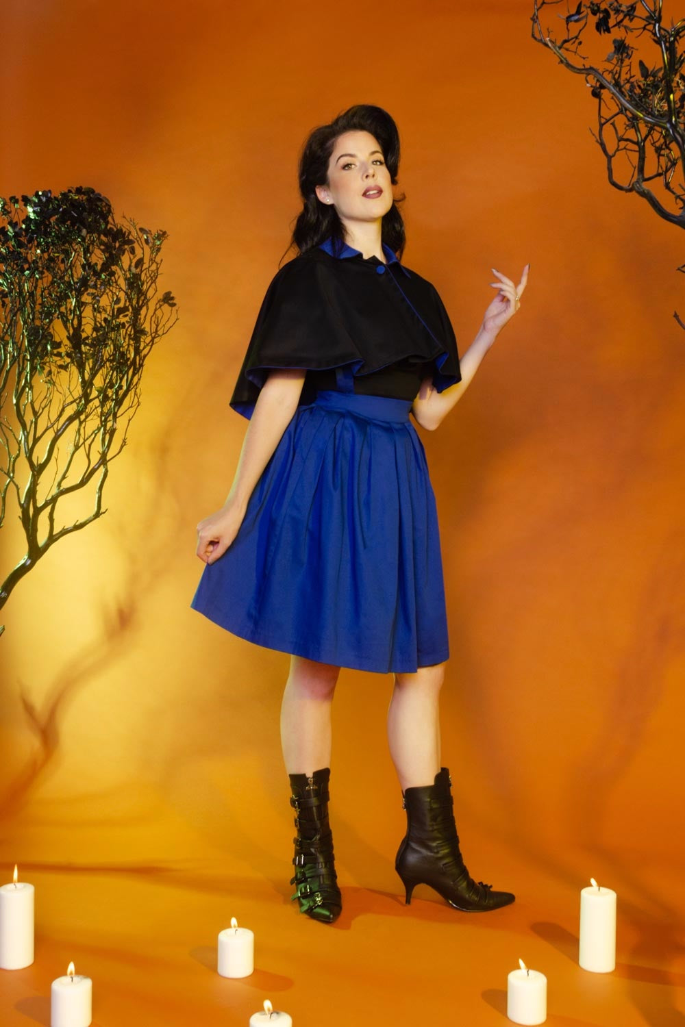 Magically Made for Couture for Every Body Joanne Jumper Skirt with Removable Straps in Blue Cotton Sateen
