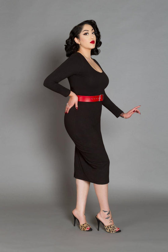 Pinup Girl Clothing | Hannah Wiggle Dress in Black – pinupgirlclothing.com