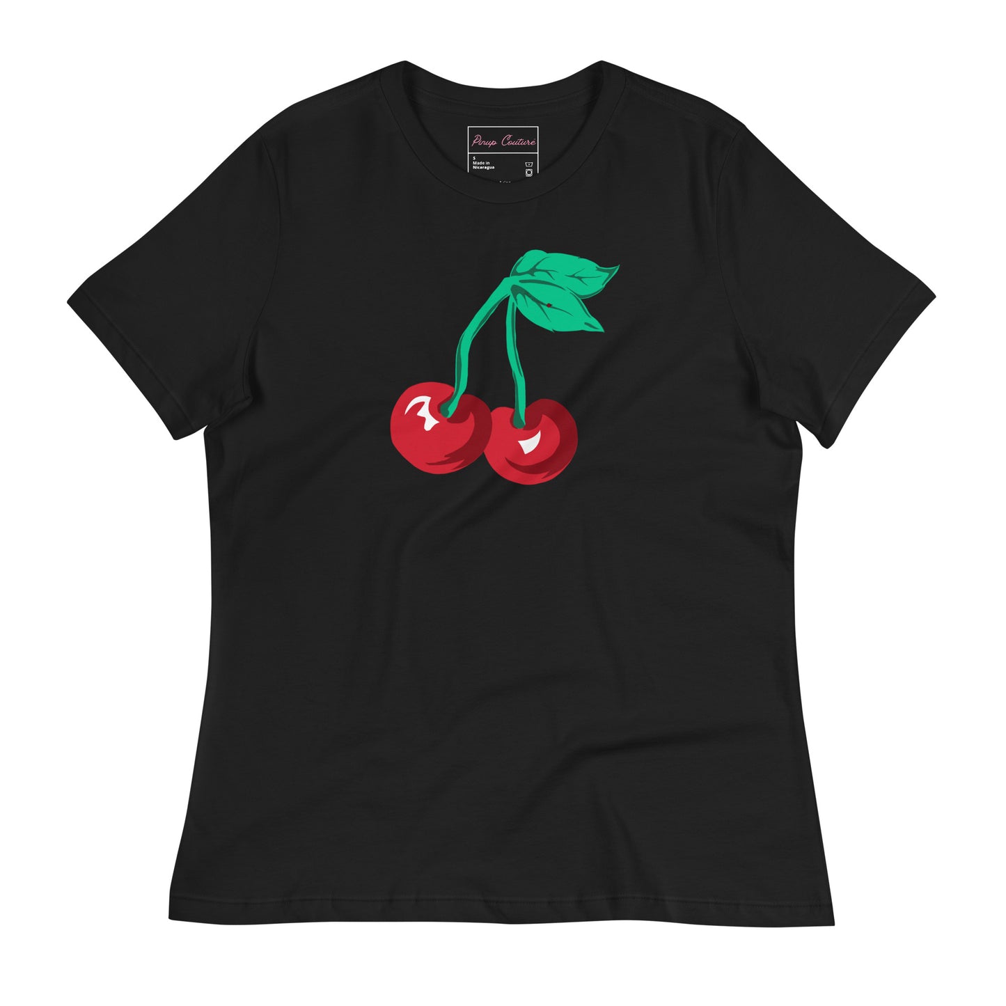 Cherry Girl Women's Crew Neck Short Sleeve T-Shirt | Pinup Couture Relaxed