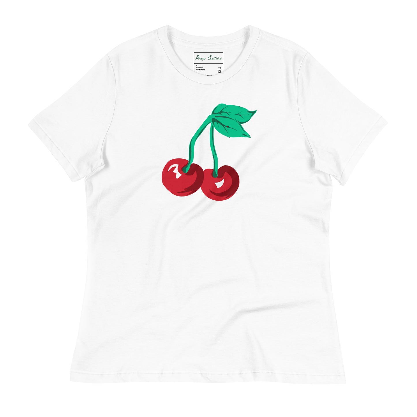 Cherry Girl Women's Crew Neck Short Sleeve T-Shirt | Pinup Couture Relaxed