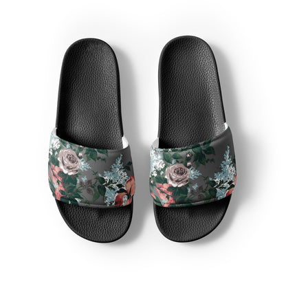 Women's Slides in Grey Bella Roses Floral