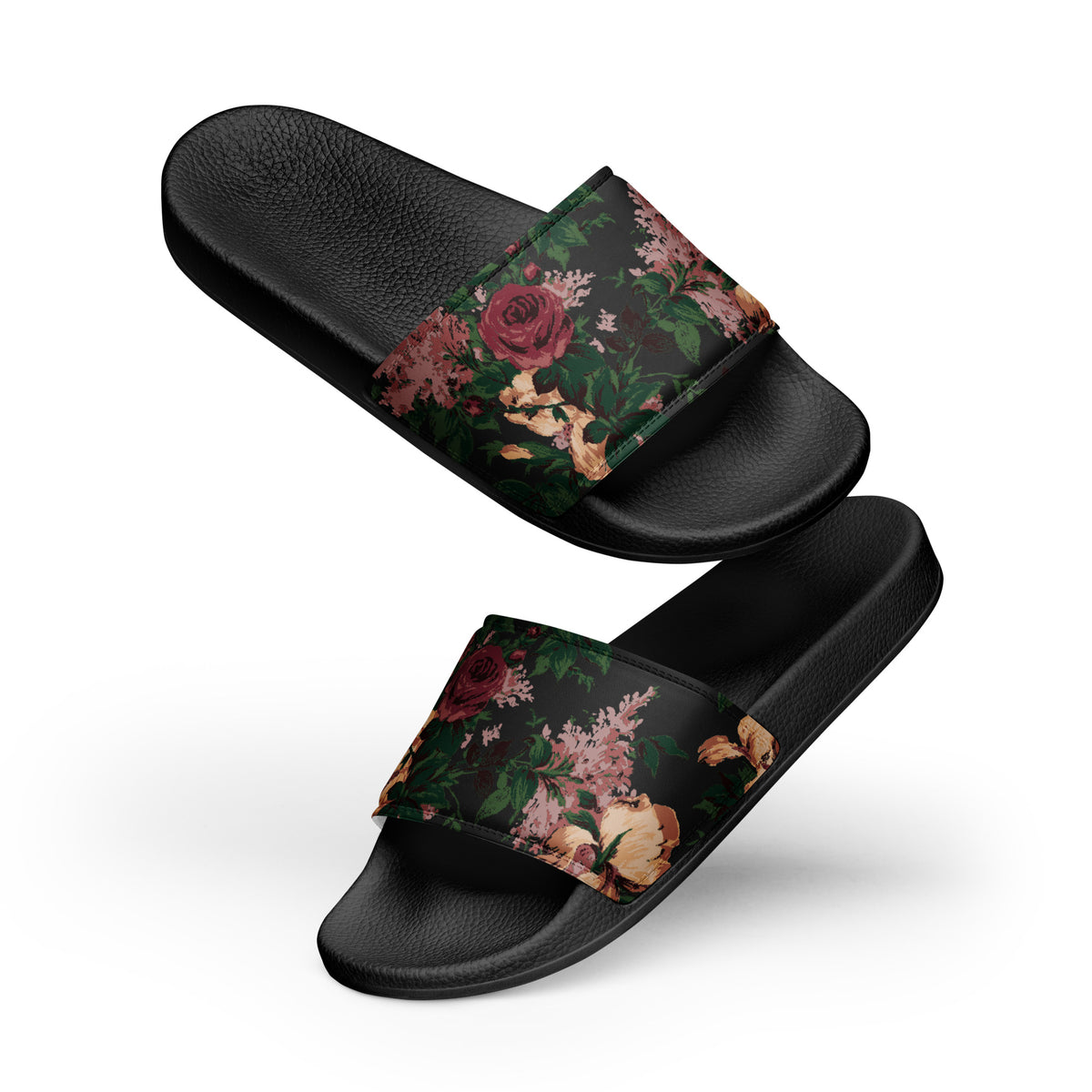 Elisa Dark Bella Roses Marshmallow Slides
