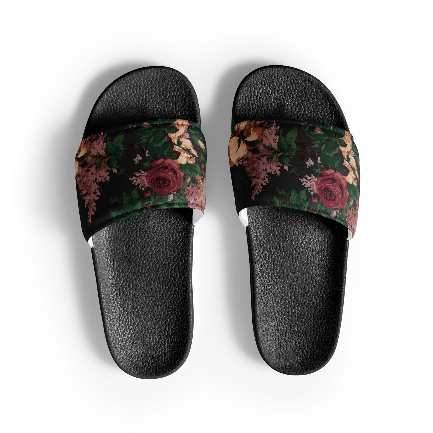 Elisa Dark Bella Roses Marshmallow Slides | Pinup Couture Relaxed