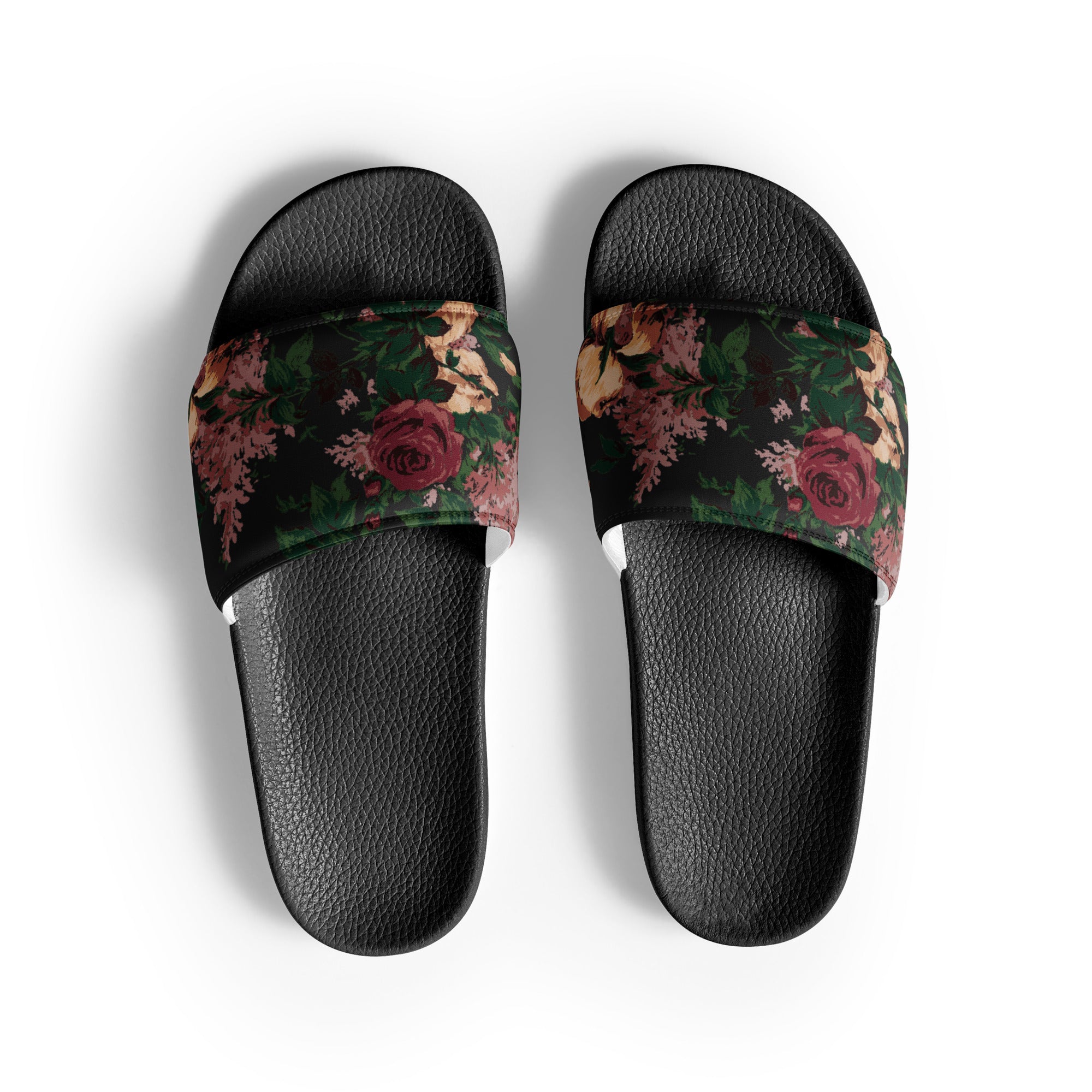 Elisa Dark Bella Roses Marshmallow Slides