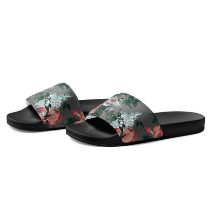 Women's Slides in Grey Bella Roses Floral