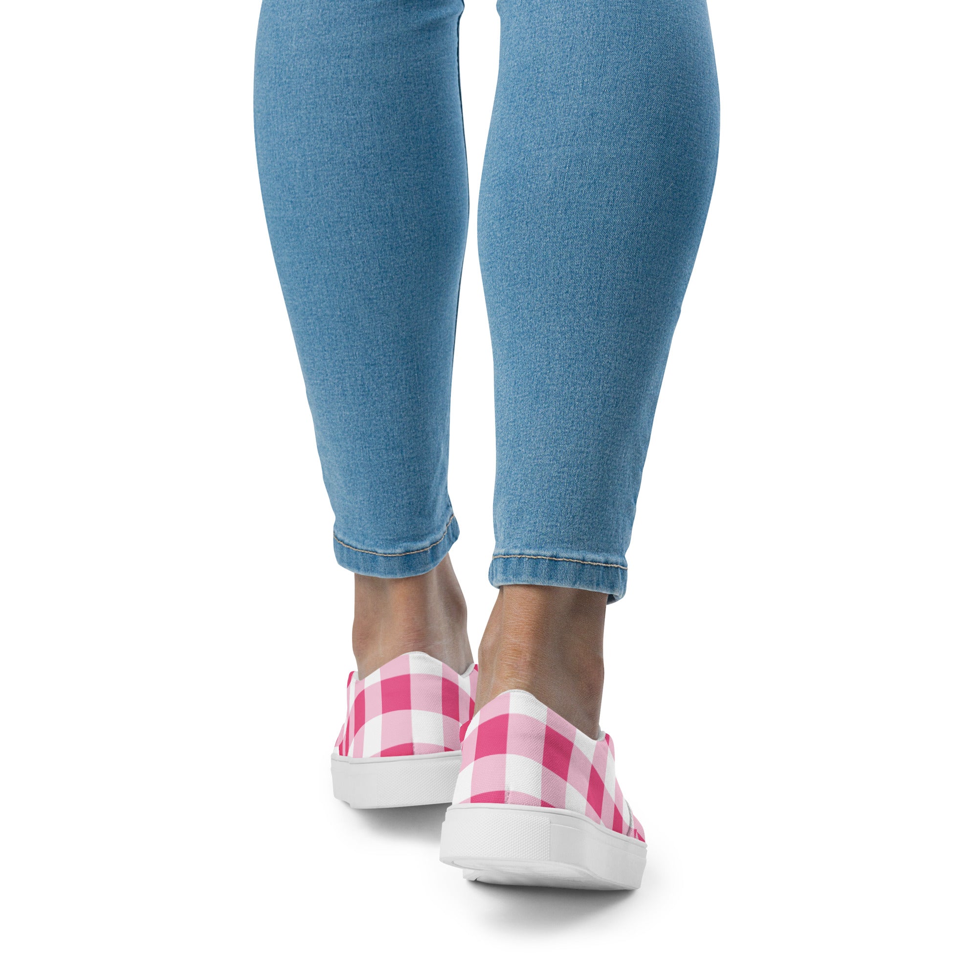 Everything Nice Pink Gingham Women’s Canvas Slip-On Flat Deck Shoes