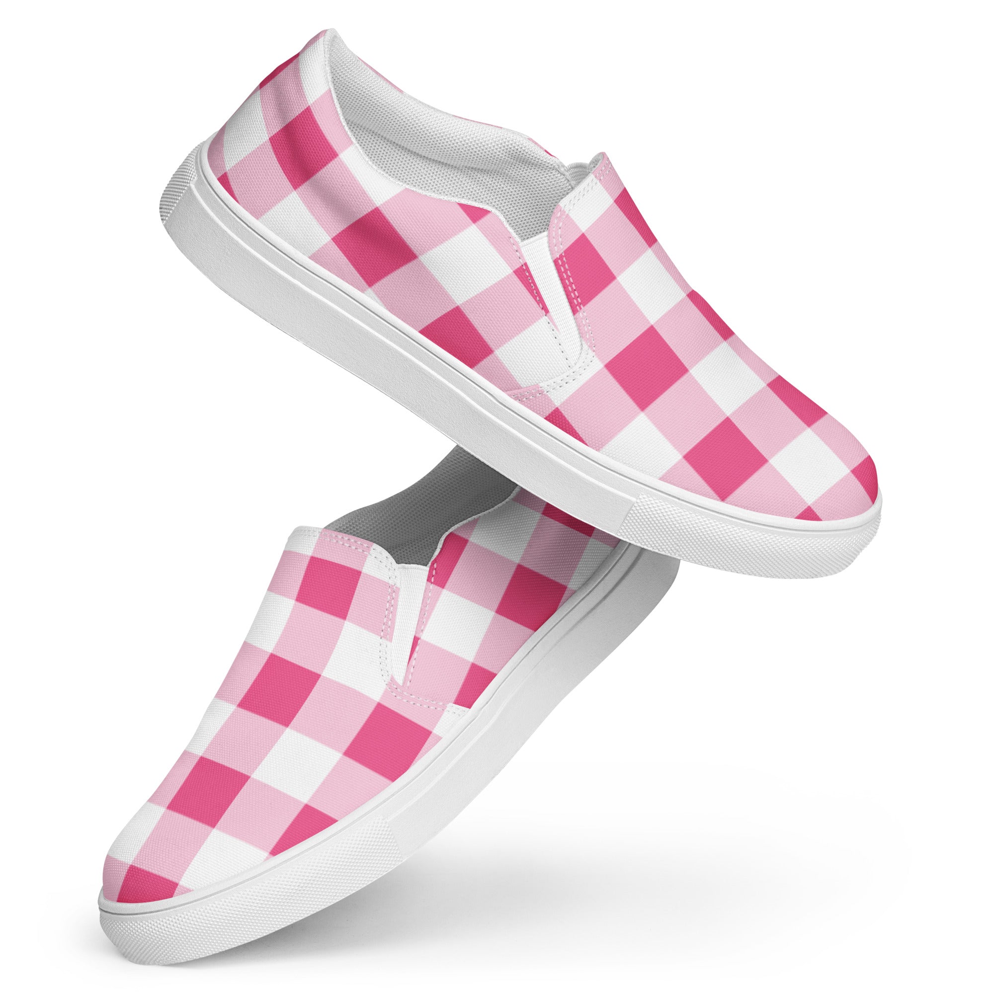 Everything Nice Pink Gingham Women’s Canvas Slip-On Flat Deck Shoes