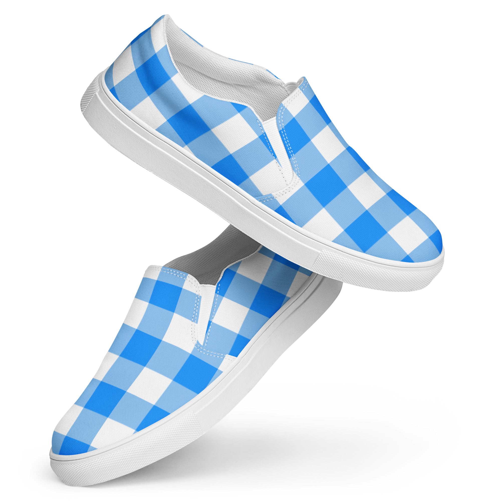 Beyond Blue Gingham Women’s Canvas Slip-On Flat Deck Shoe