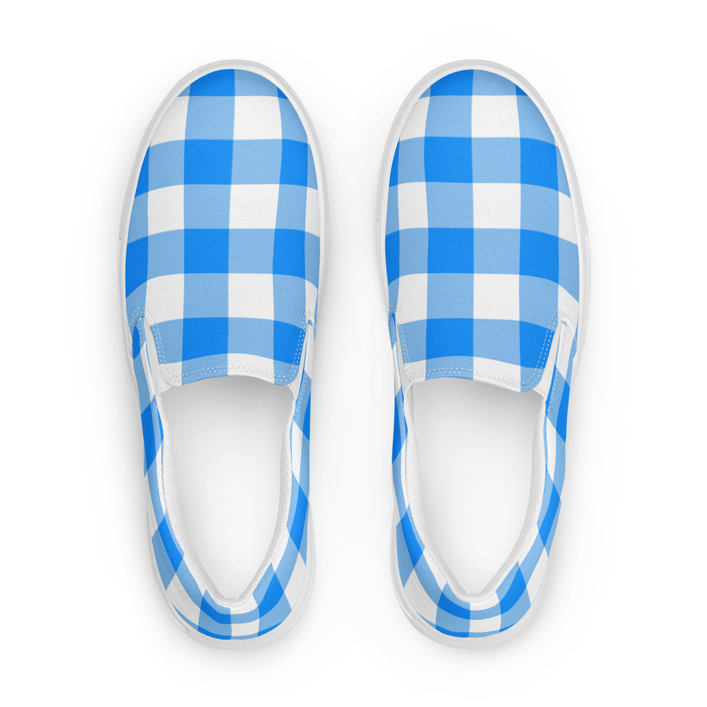 Beyond Blue Gingham Women’s Canvas Slip-On Flat Deck Shoe
