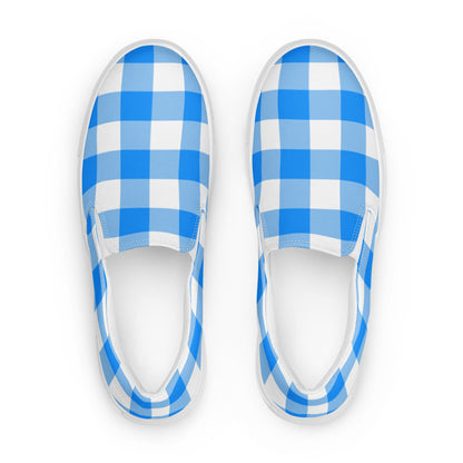 Beyond Blue Gingham Women’s Canvas Slip-On Flat Deck Shoe| Pinup Couture Relaxed