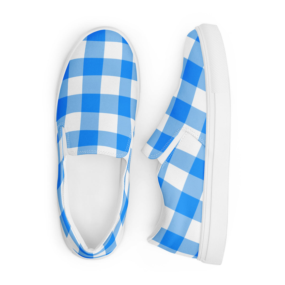 Beyond Blue Gingham Women’s Canvas Slip-On Flat Deck Shoe