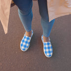 Beyond Blue Gingham Women’s Canvas Slip-On Flat Deck Shoe