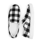 Badass Black Gingham Women’s Canvas Slip-On Flat Deck Shoe