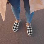 Badass Black Gingham Women’s Canvas Slip-On Flat Deck Shoe