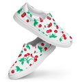 White Chocolate Cherry Print Women’s Canvas Slip-On Deck Shoes