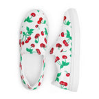 White Chocolate Cherry Print Women’s Canvas Slip-On Deck Shoes