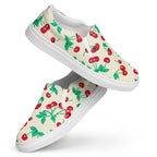 Antique Ivory Cherry Girl Women's Canvas Slip-On Flat Deck Shoes