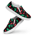 Black Coffee Cherry Girl Print Women’s Canvas Slip-On Deck Shoes