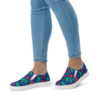 Dark Blue Cherry Girl Cherry Print Women’s Canvas Slip-On Deck Shoes