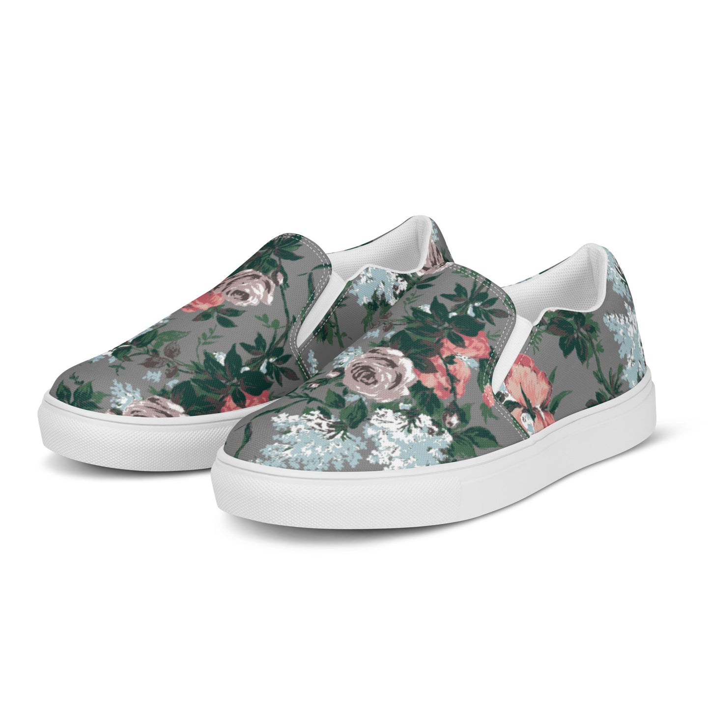 Women’s Canvas Slip-On Deck Shoe in J'Adore Paris Bella Roses Floral